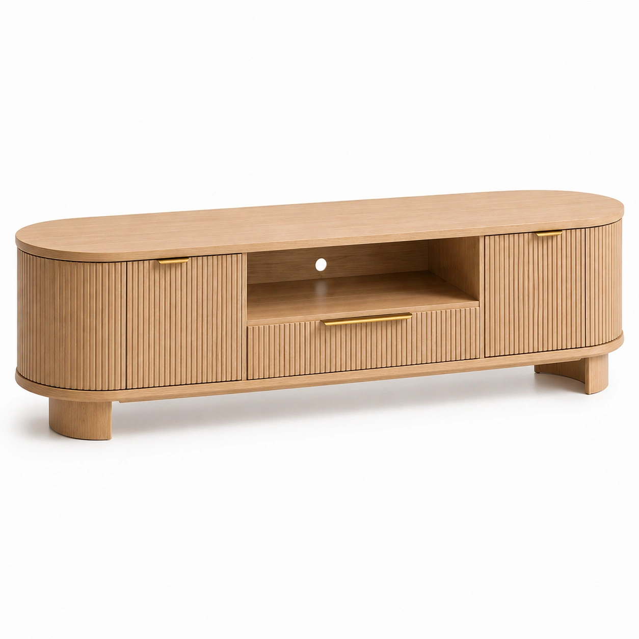 Szafka RTV ryflowana premium – Naturalny dab-estellehomeliving